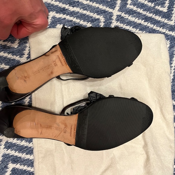 Manolo Blahnik Circle Cut Out Pewter Strappy Sandals - Picture 6 of 6